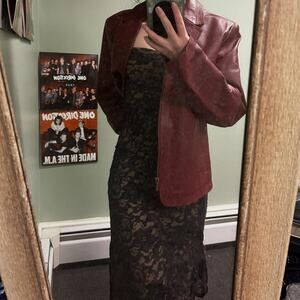 Vintage Upfront Paper tag Black lace midi dress with strapless design